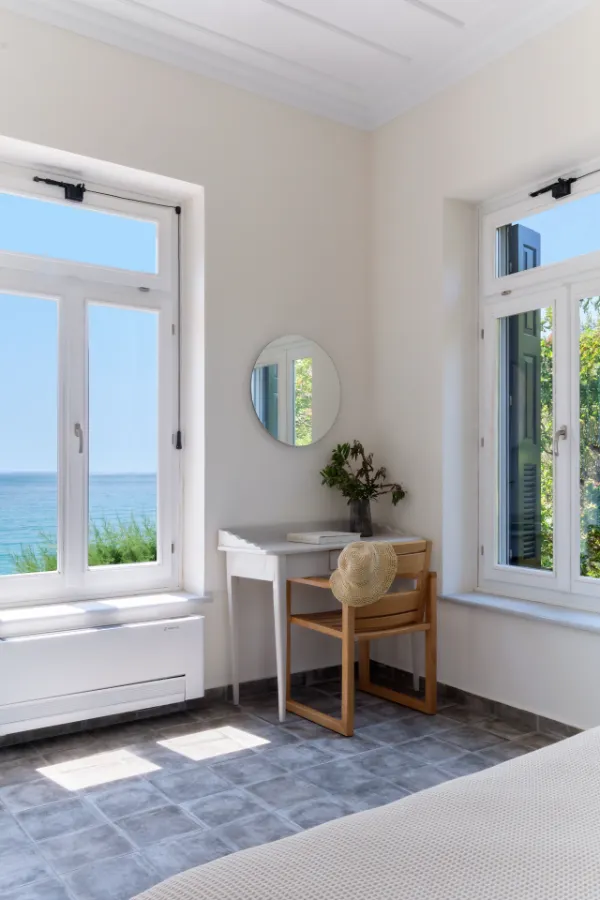 Crisp White Linen — Villa Notos Lesvos
