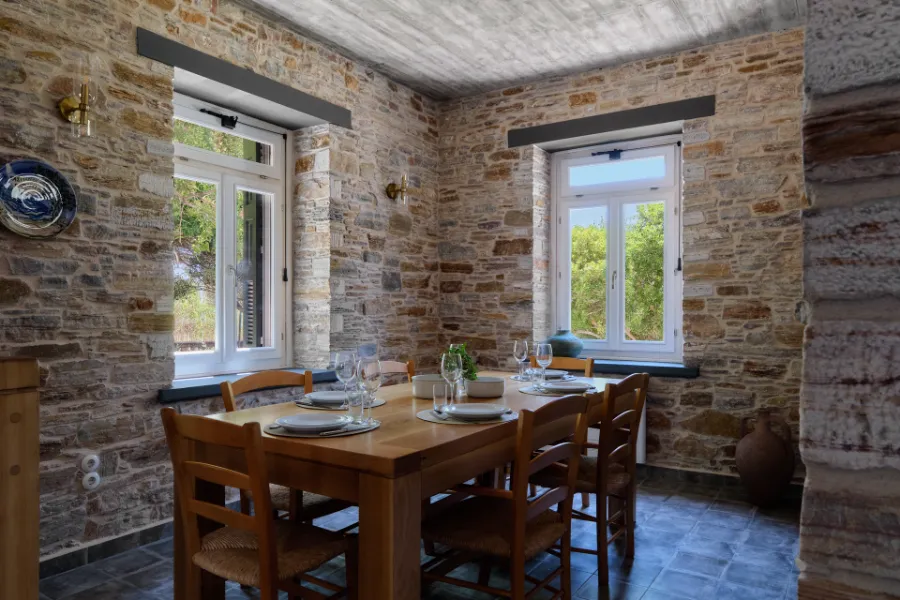 Indoor Dining Table — Villa Notos Lesvos